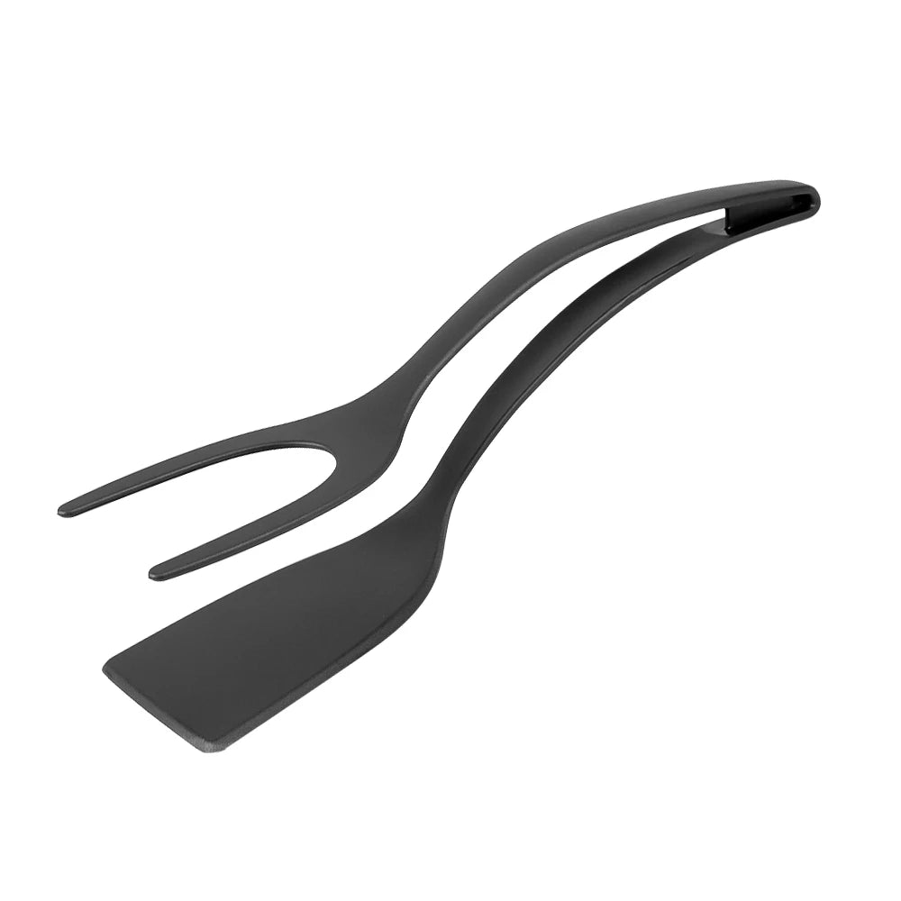 2-in-1 Nylon Grip Flip Tongs and Spatula for Cooking and Serving - Versatile Kitchen Tool for Eggs, Steak, Pancakes, and More