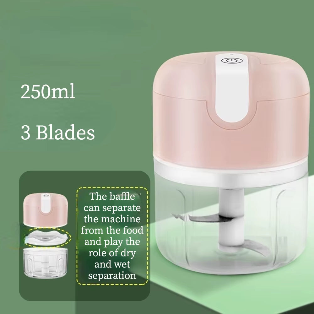 Electric Portable Garlic Masher and Multi-Function Meat Grinder with USB Charging - Mini Vegetable Chopper