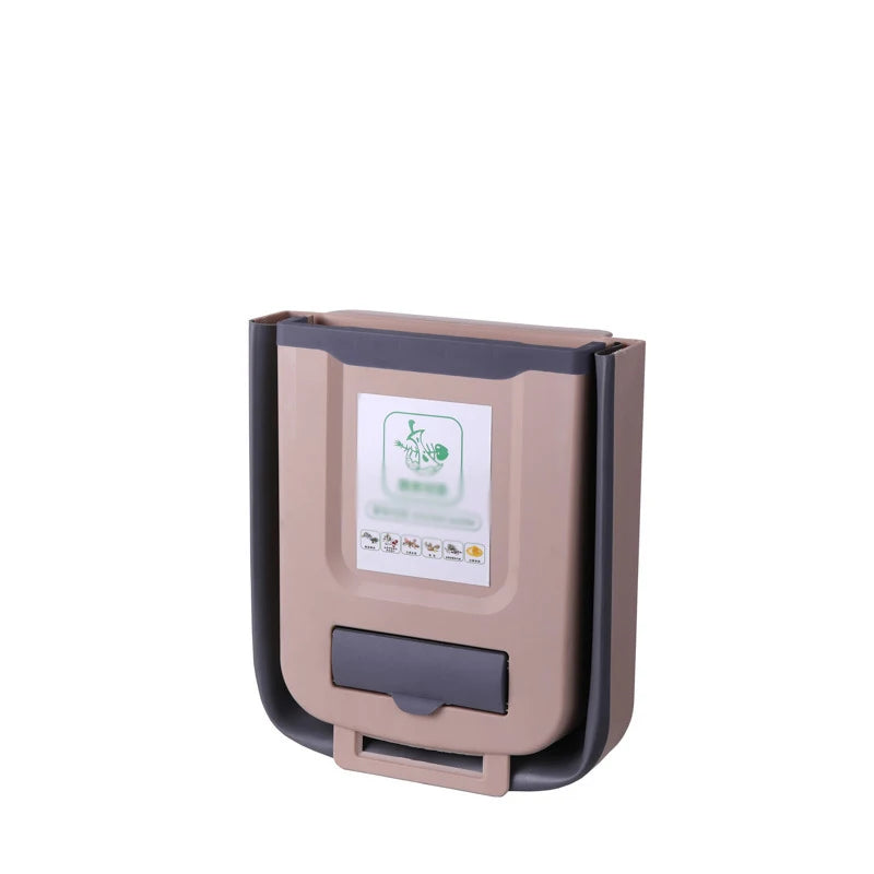 Wall-Mounted Folding Trash Can for Kitchen Cabinet - Innovative Hanging Storage Solution for Waste Classification