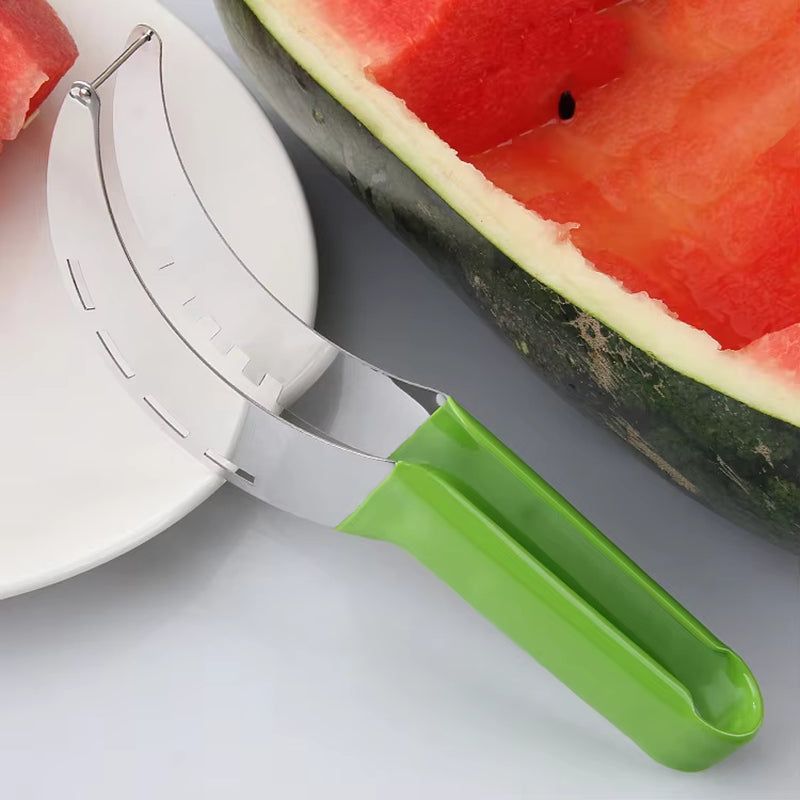 Stainless Steel Watermelon Slicer with Non-Slip Plastic Handle - Safe and Efficient Cantaloupe Cutting Tool