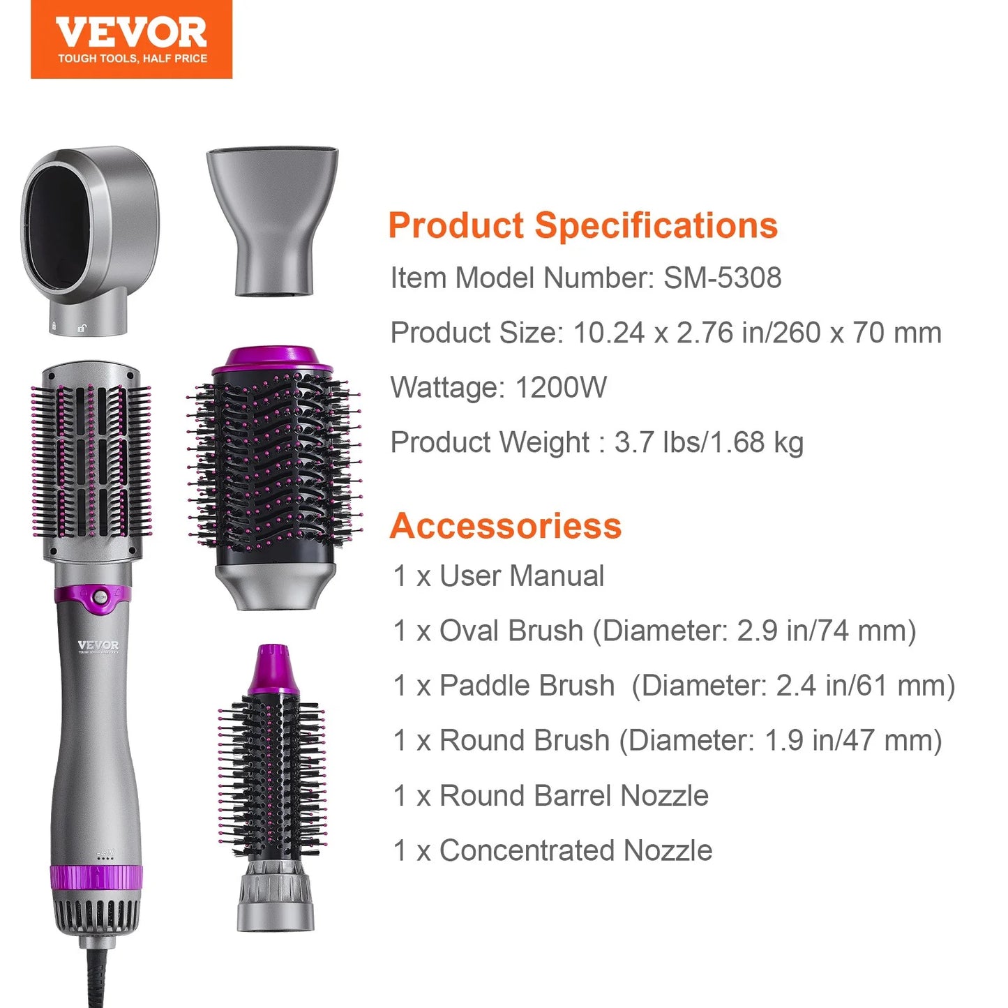 Vevor 5-in-1 Hot Hair Styler with Upgraded Negative Ion Technology for Curling and Drying