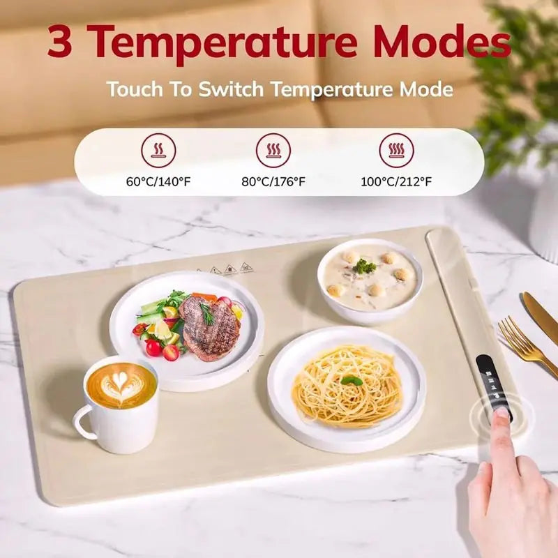 Electric Food Warming Tray with Adjustable Temperature Control - Foldable Fast Heating Plate for Keeping Food Hot