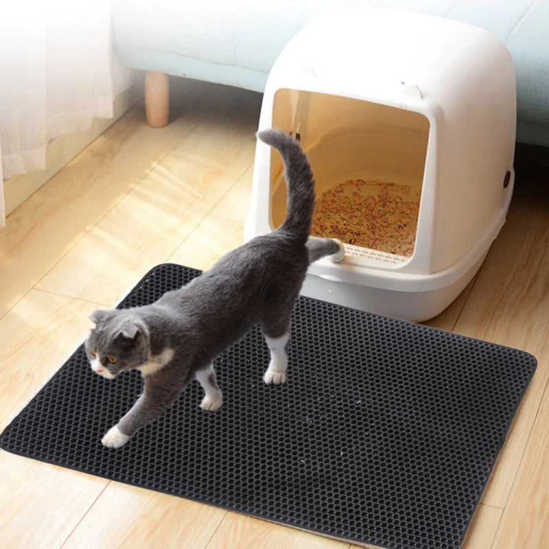 Waterproof EVA Double Layer Cat Litter Mat - Effective Litter Trapping and Cleaning Accessory for Cats