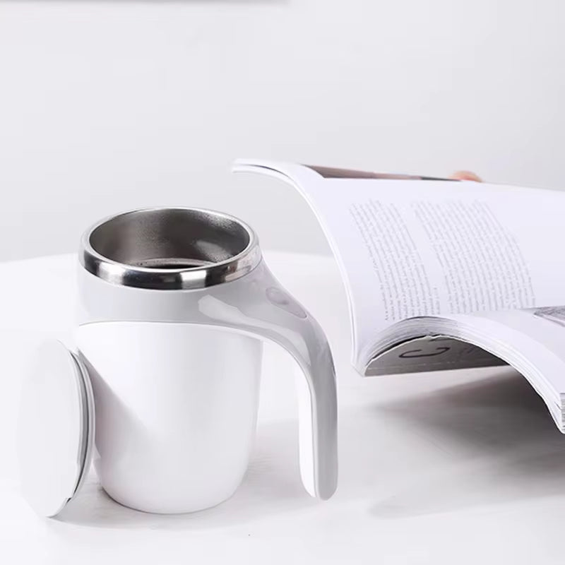 Rechargeable Automatic Stirring Mug - Portable Electric Stainless Steel Coffee Mixer with Magnetic Rotation for Home Use