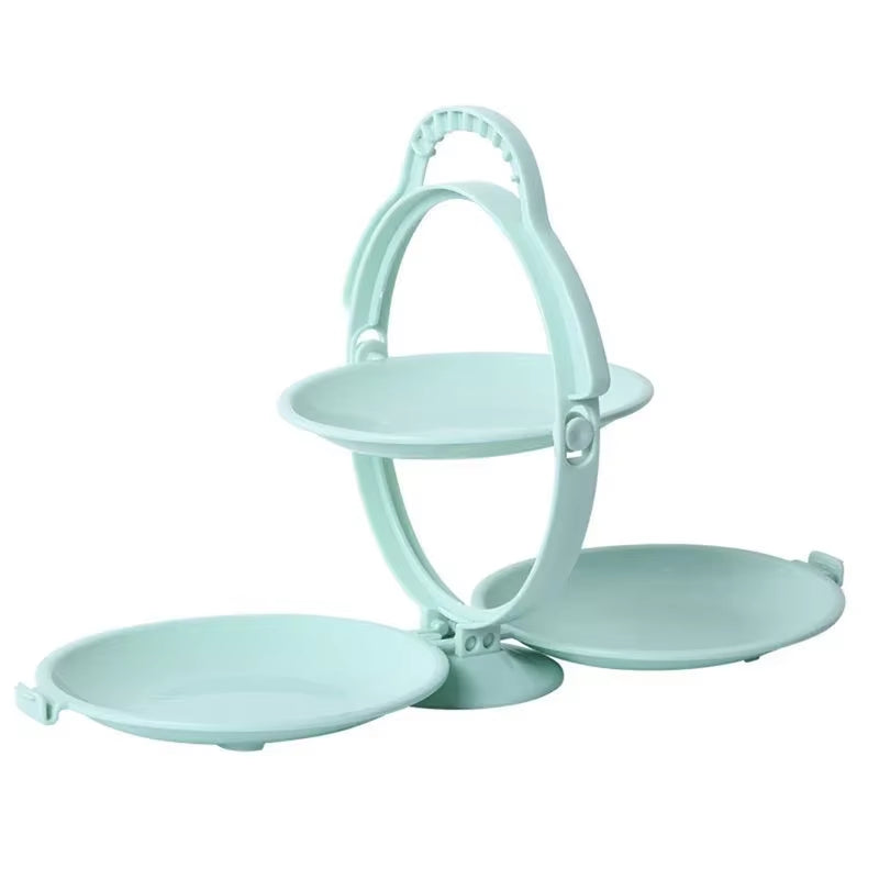 Elegant Double-Layer Folding Fruit and Dessert Tray for Living Room Tea Table - Versatile Snack Plates for Cookies, Dried Fruits, and Nuts