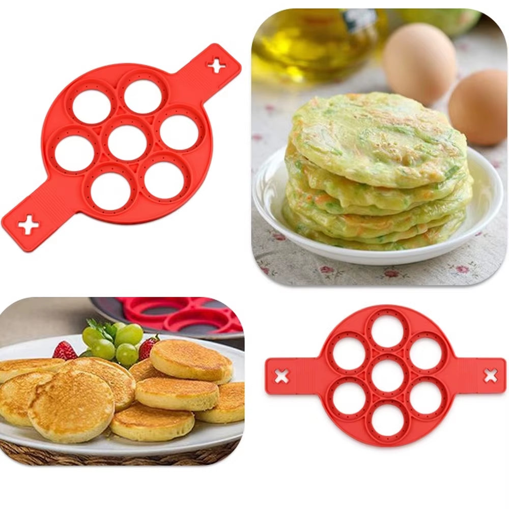 Silicone Pancake Maker with 7-Cavity Nonstick Baking Mold for Versatile Family Cooking