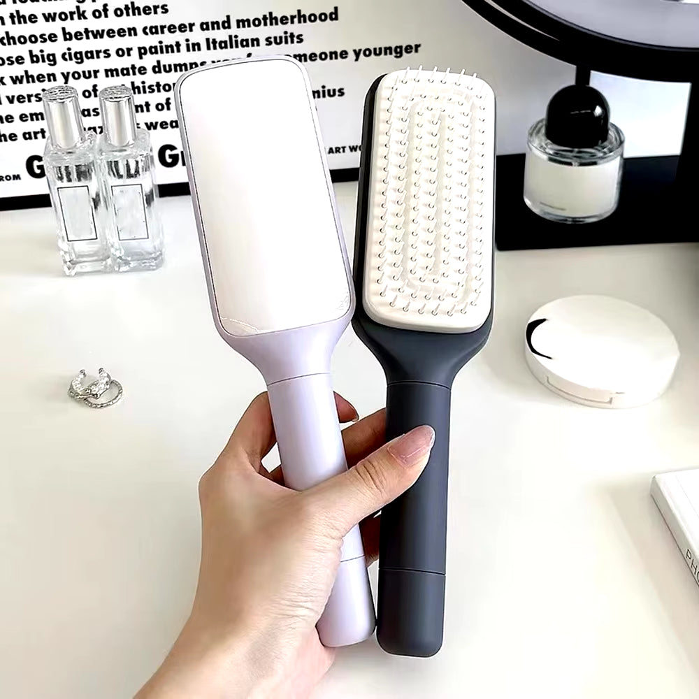 Rotatable Self-Cleaning Massage Comb with Air Cushion - Retractable Anti-Static Hair Smoothing Brush for Women