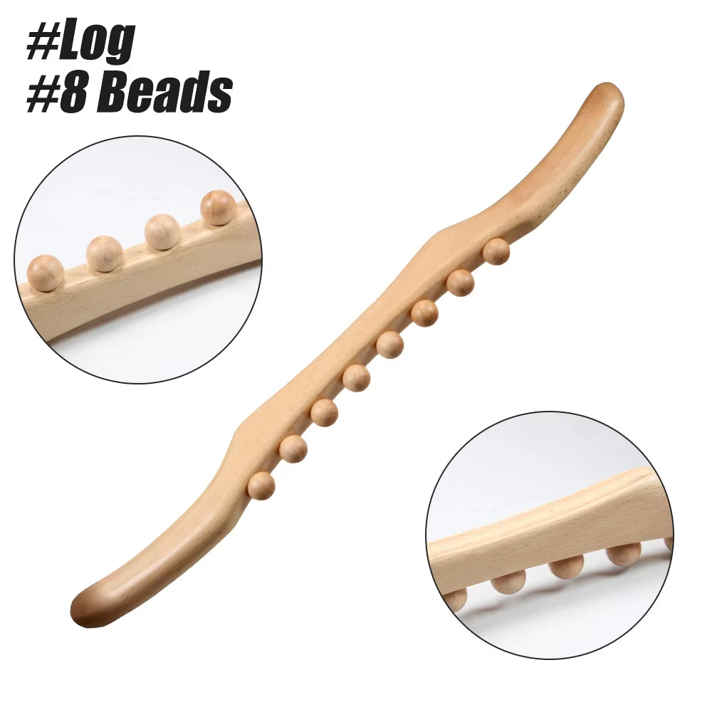 Gua Sha Wooden Massage Tool with 36 Beads, Lymphatic Drainage Roller for Body Shaping and Muscle Relief