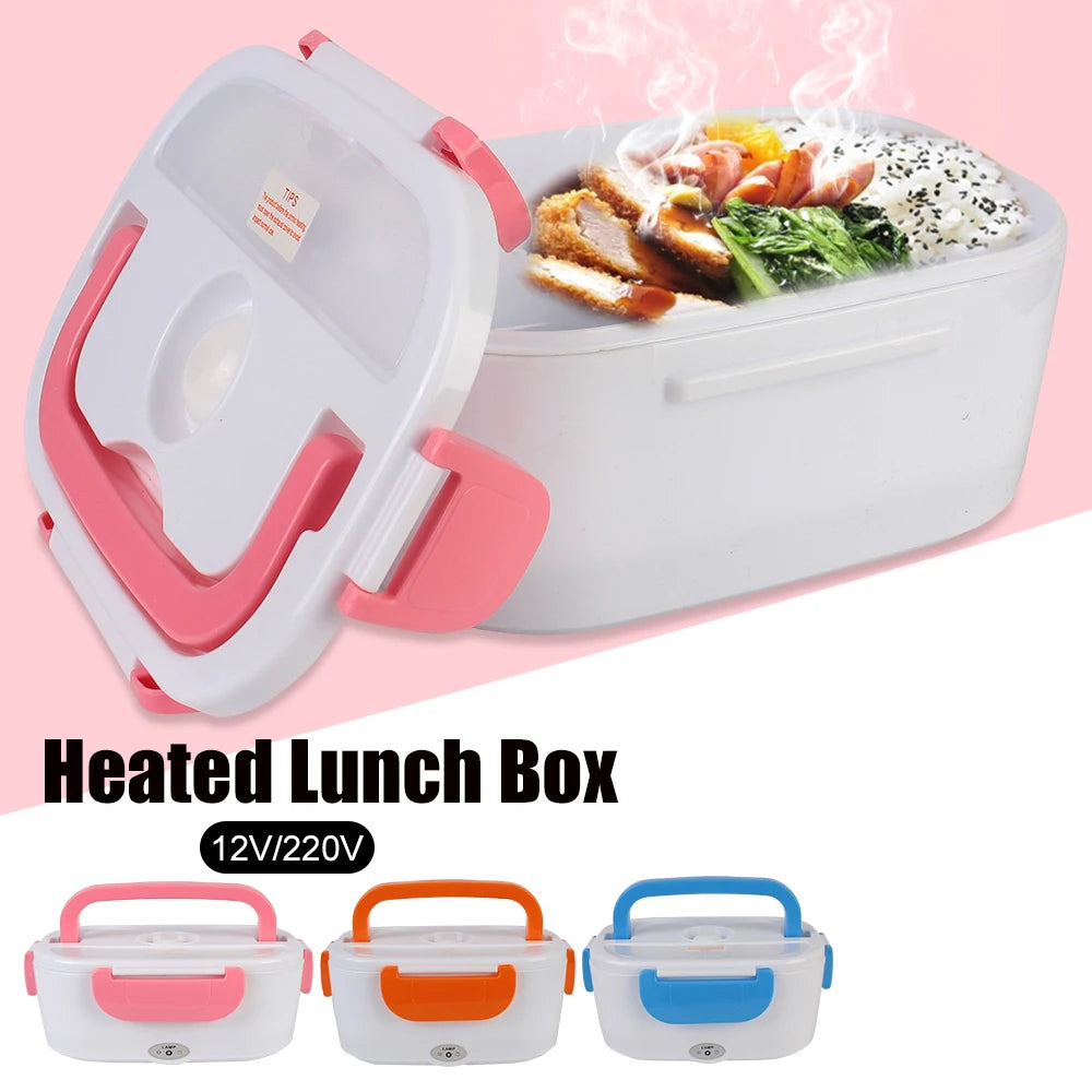 Electric Heated Food Container - Fast Heating Lunch Box for Travel and Work, Compatible with 12V and 220V EU Plug