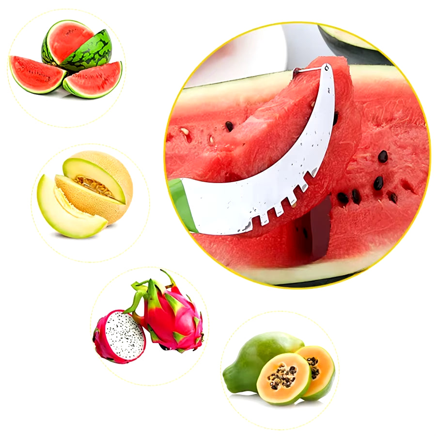 Stainless Steel Watermelon Slicer with Non-Slip Plastic Handle - Safe and Efficient Cantaloupe Cutting Tool