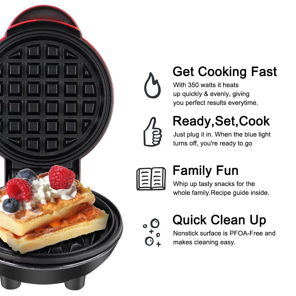 Mini Electric Waffle Maker and Egg Cake Oven - Compact Eggette Machine for Breakfast Waffles and Egg Cakes