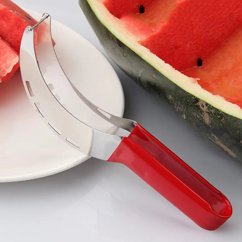 Stainless Steel Watermelon Slicer with Non-Slip Plastic Handle - Safe and Efficient Cantaloupe Cutting Tool
