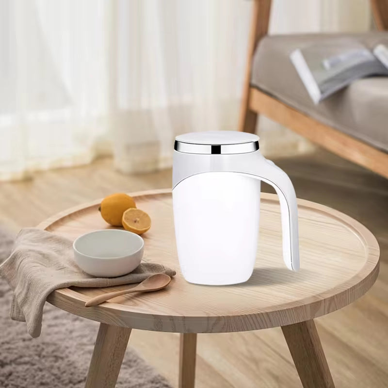 Rechargeable Automatic Stirring Mug - Portable Electric Stainless Steel Coffee Mixer with Magnetic Rotation for Home Use