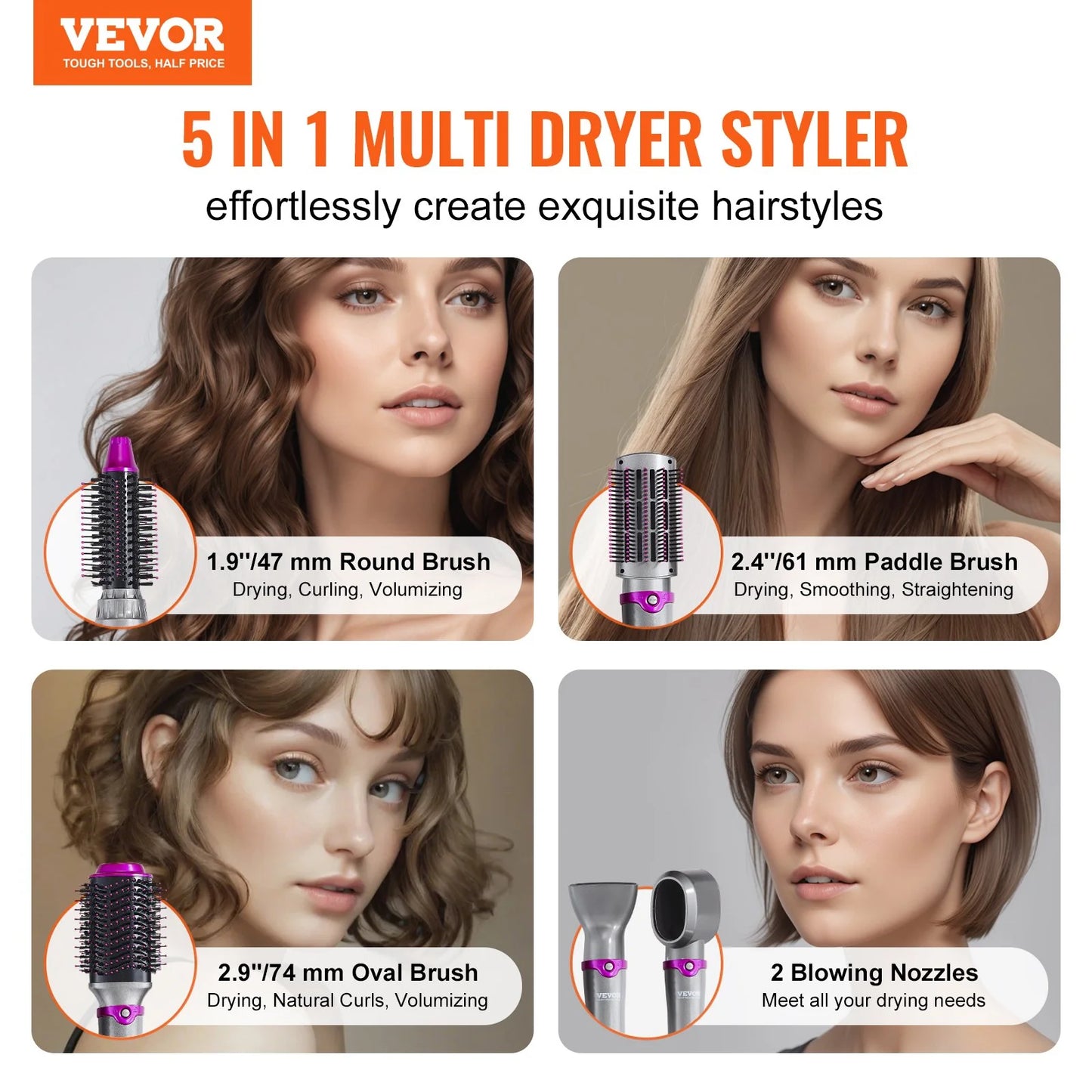 Vevor 5-in-1 Hot Hair Styler with Upgraded Negative Ion Technology for Curling and Drying