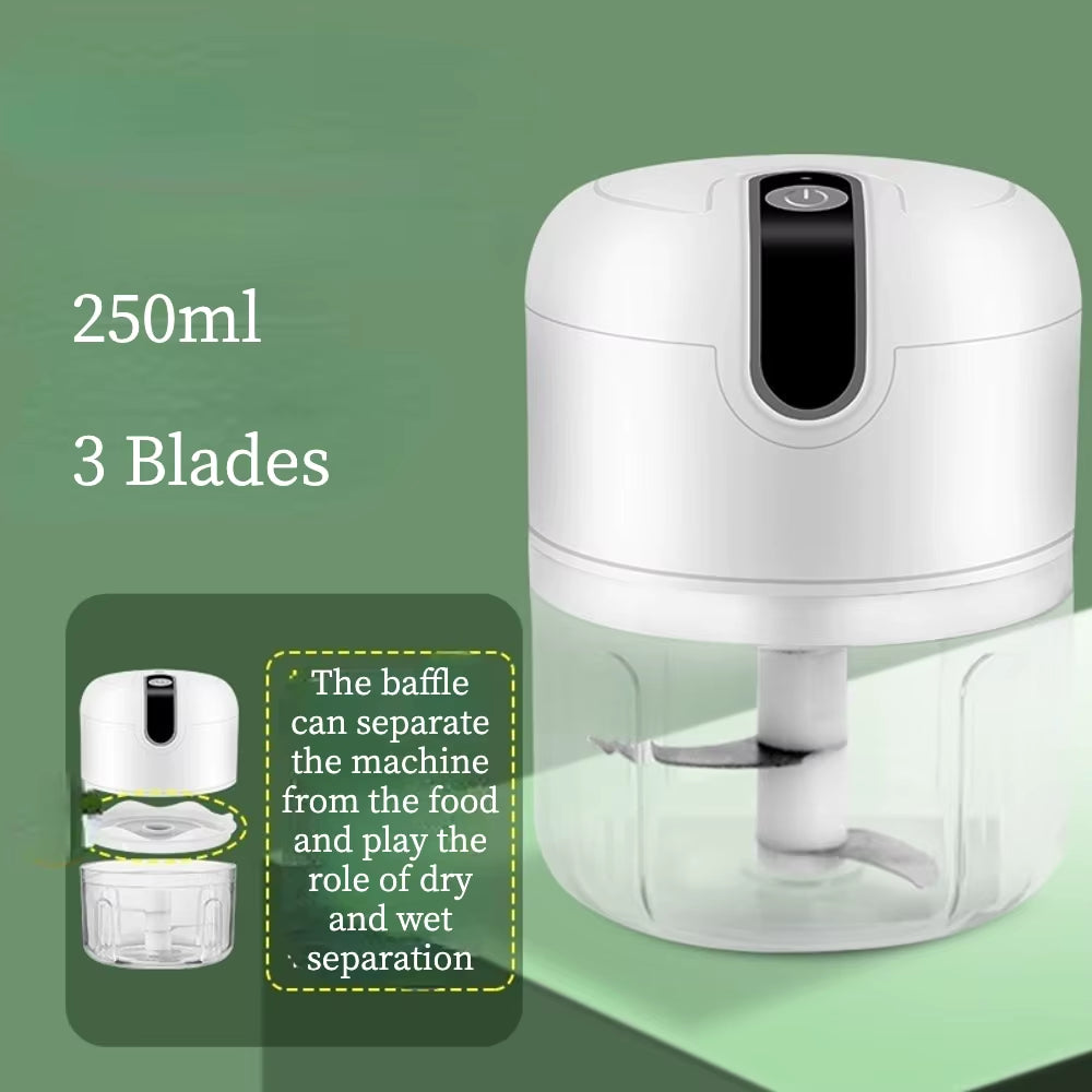 Electric Portable Garlic Masher and Multi-Function Meat Grinder with USB Charging - Mini Vegetable Chopper