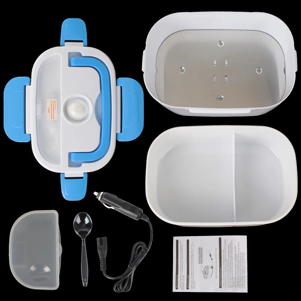 Electric Heated Food Container - Fast Heating Lunch Box for Travel and Work, Compatible with 12V and 220V EU Plug