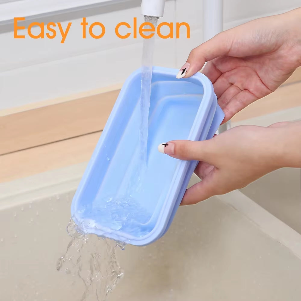 Set of 4 Collapsible Silicone Rectangle Bento Boxes - Folding Food Containers (300/500/800/1200ml) for Dinnerware
