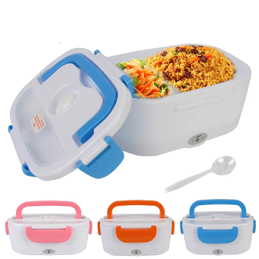 Electric Heated Food Container - Fast Heating Lunch Box for Travel and Work, Compatible with 12V and 220V EU Plug