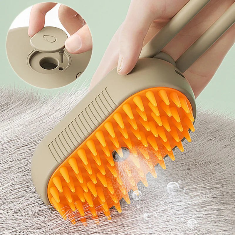 3-in-1 Electric Cat and Dog Steam Brush with Spray Function for Grooming, Massage, and Hair Removal