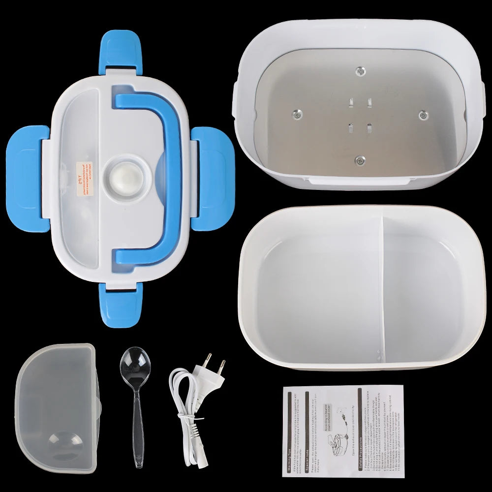 Electric Heated Food Container - Fast Heating Lunch Box for Travel and Work, Compatible with 12V and 220V EU Plug