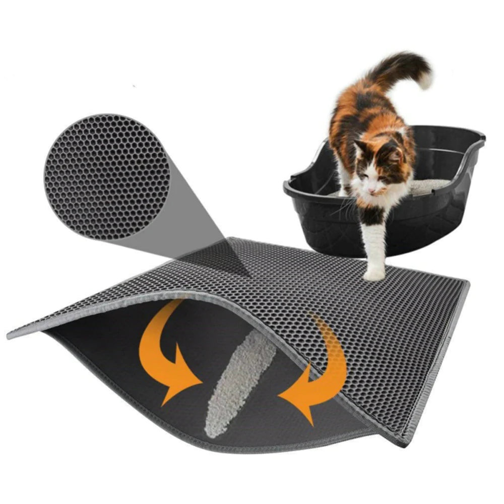 Waterproof EVA Double Layer Cat Litter Mat - Effective Litter Trapping and Cleaning Accessory for Cats