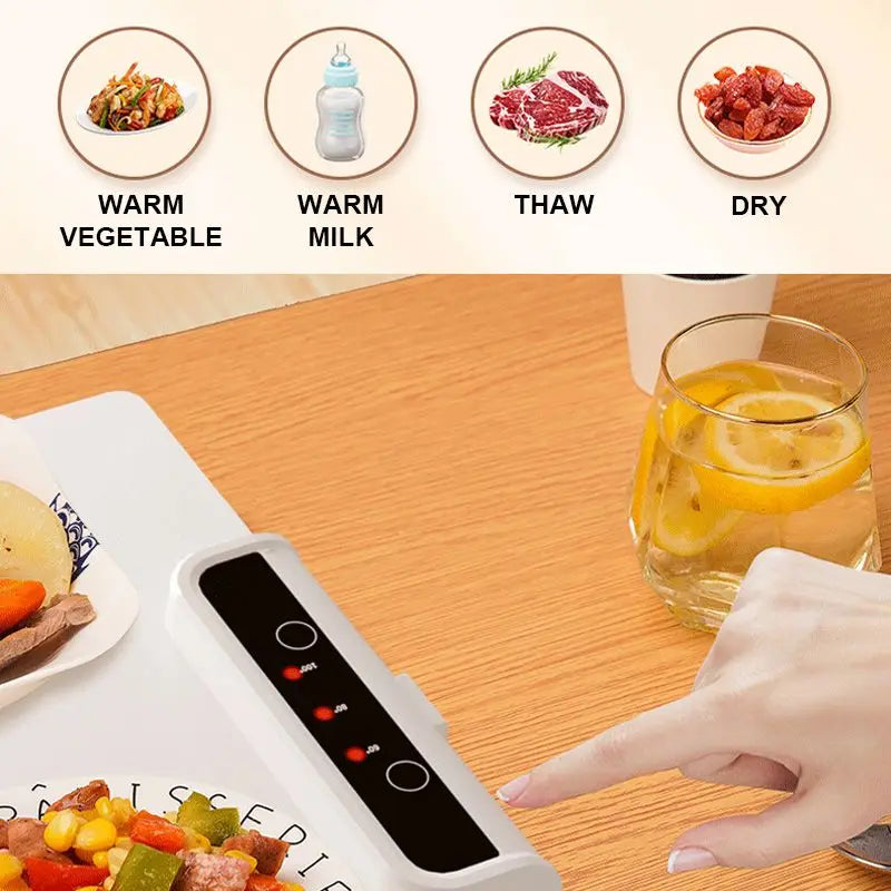 Electric Food Warming Tray with Adjustable Temperature Control - Foldable Fast Heating Plate for Keeping Food Hot