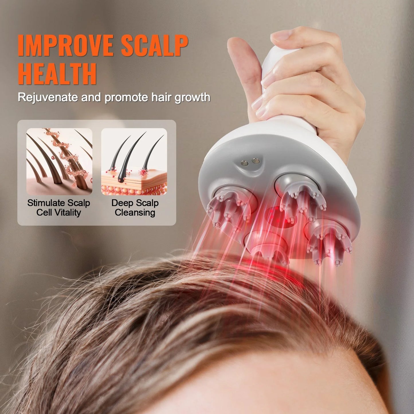 VEVOR Rechargeable Waterproof Electric Scalp Massager - Portable Head Massager