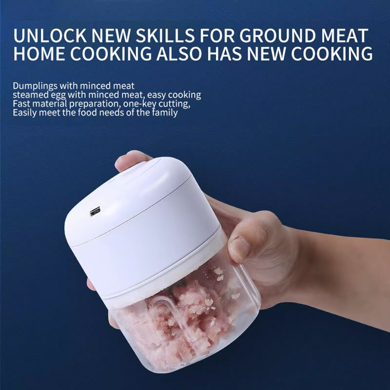 Electric Portable Garlic Masher and Multi-Function Meat Grinder with USB Charging - Mini Vegetable Chopper