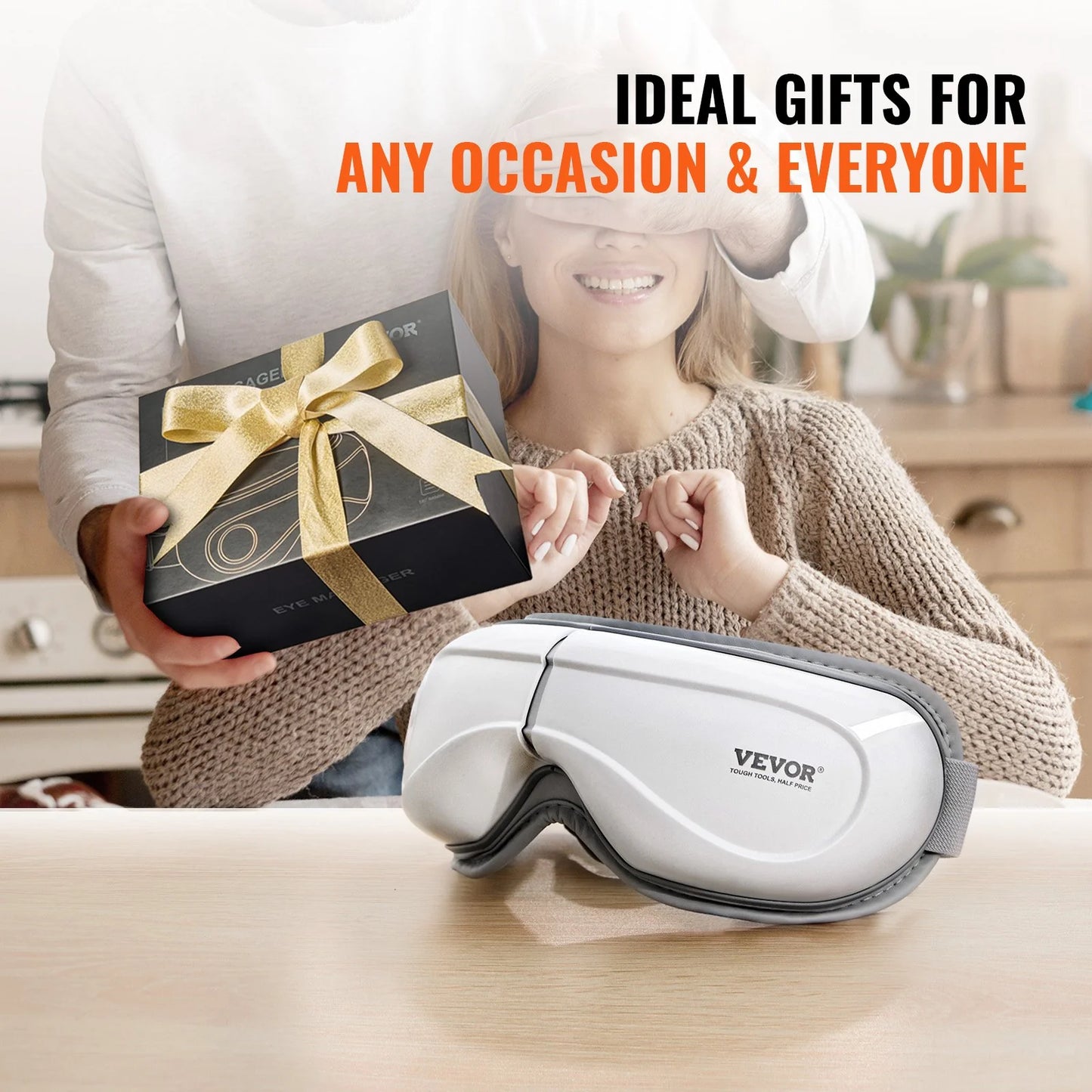 VEVOR Bluetooth-Enabled Heated Eye Massager with 5 Modes and 180-Degree Foldable Design