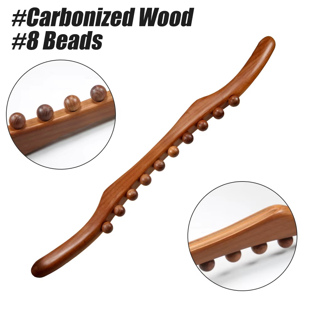 Gua Sha Wooden Massage Tool with 36 Beads, Lymphatic Drainage Roller for Body Shaping and Muscle Relief