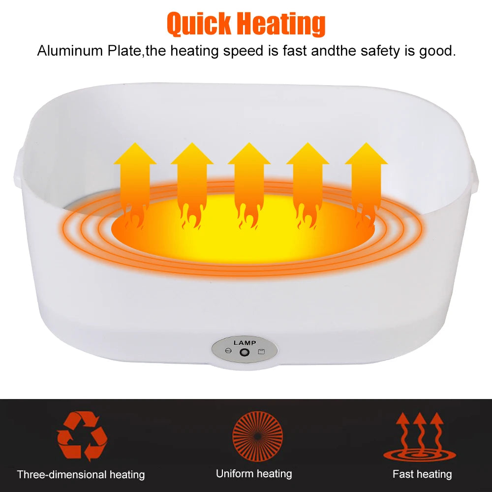 Electric Heated Food Container - Fast Heating Lunch Box for Travel and Work, Compatible with 12V and 220V EU Plug