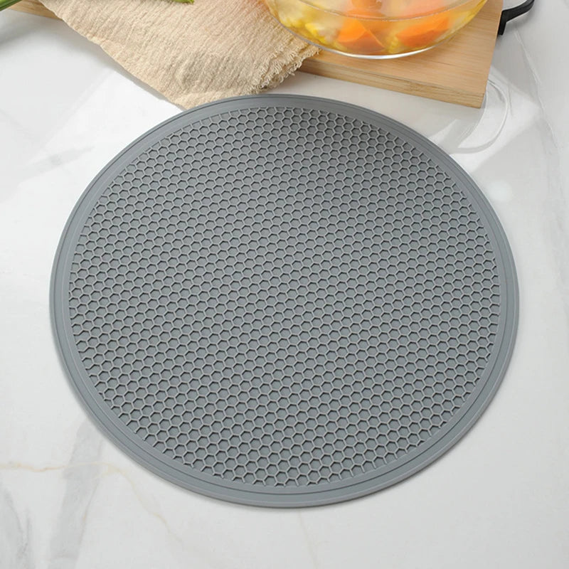 30cm Large Heat-Resistant Silicone Honeycomb Coaster and Pot Holder - Non-Slip Round Placemat for Kitchen Use